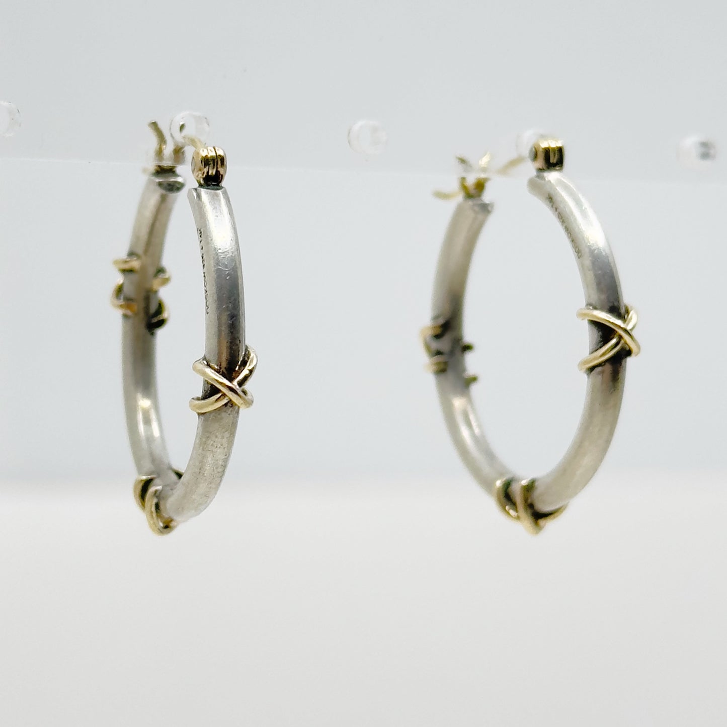 Leonore Doskow 14k gold & sterling silver hoop earrings