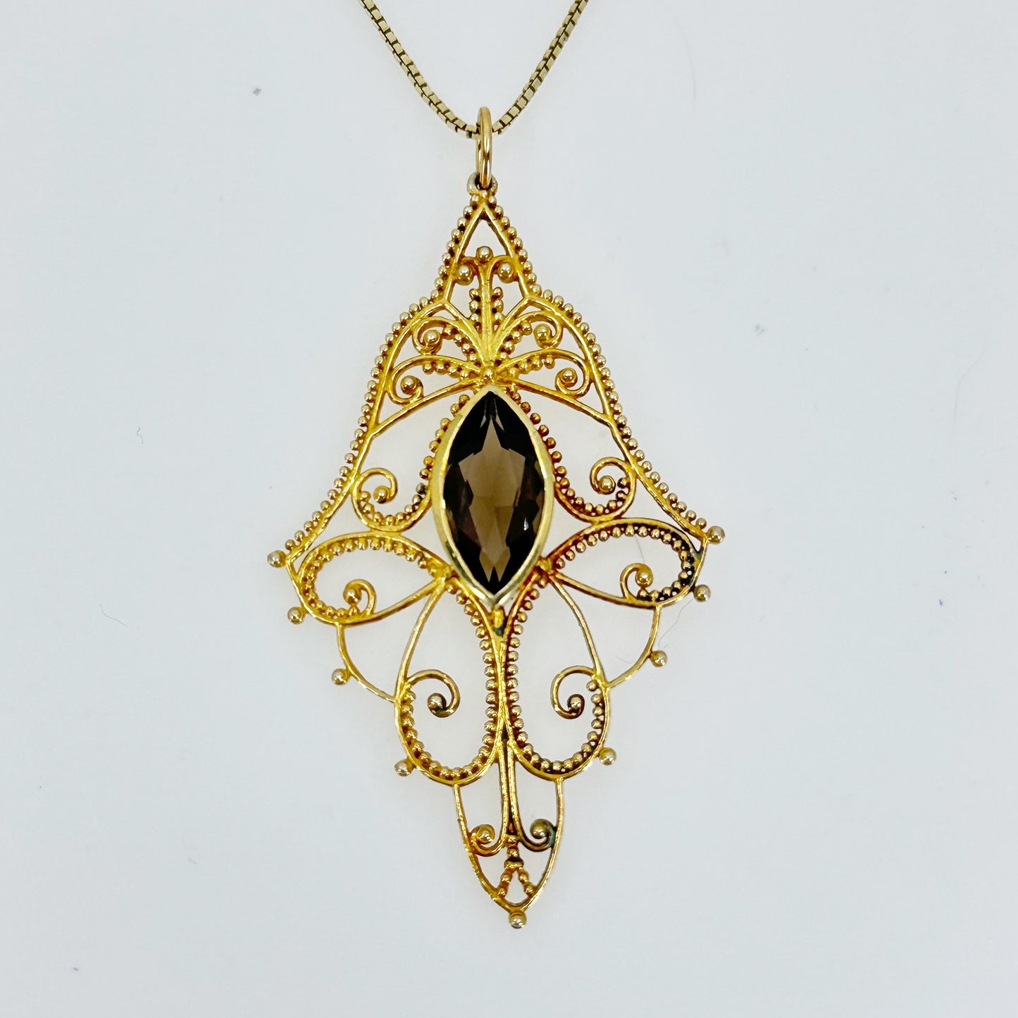 Gold vermeil Sterling silver smoky quartz pendant