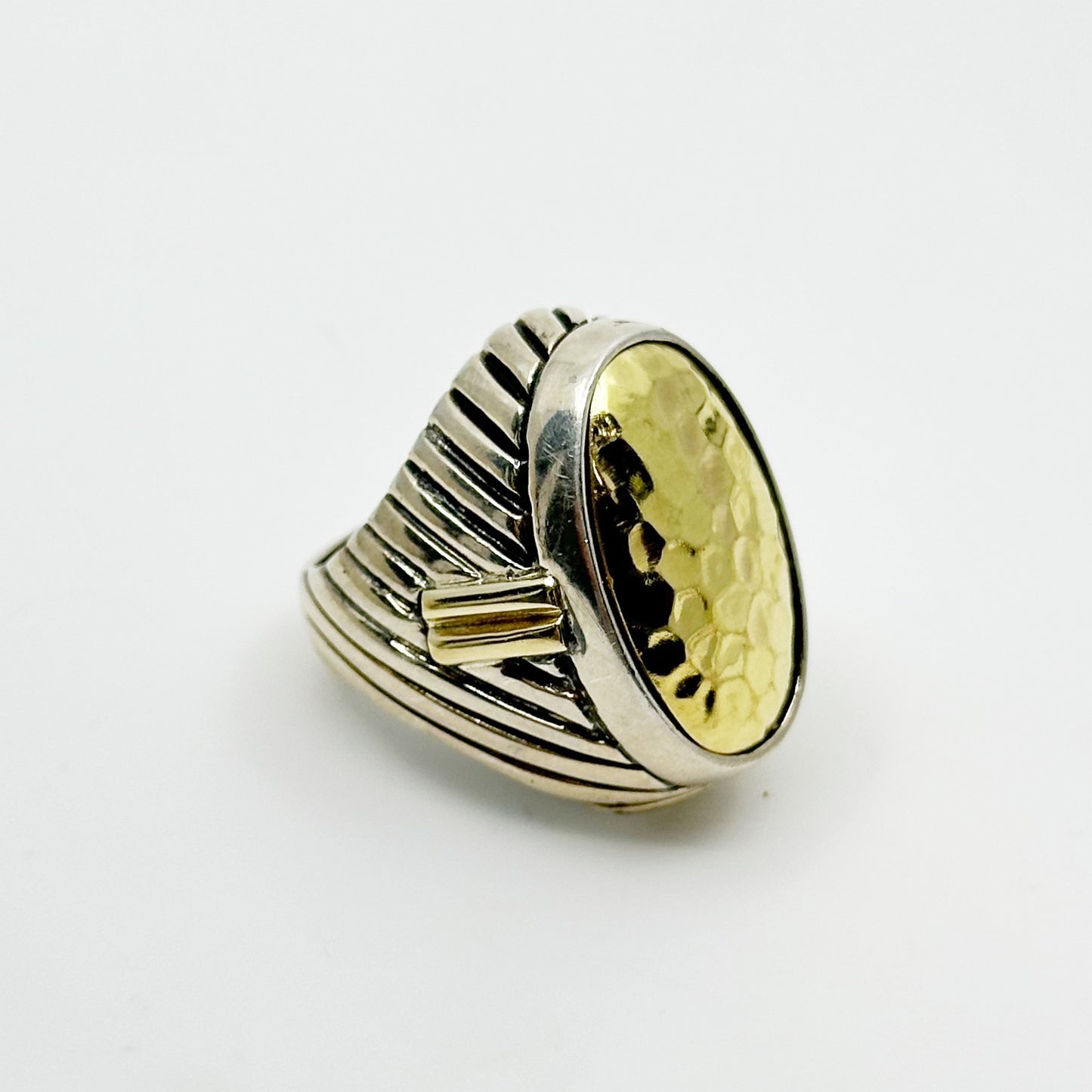 Menegatti 18k gold Sterling silver signet ring