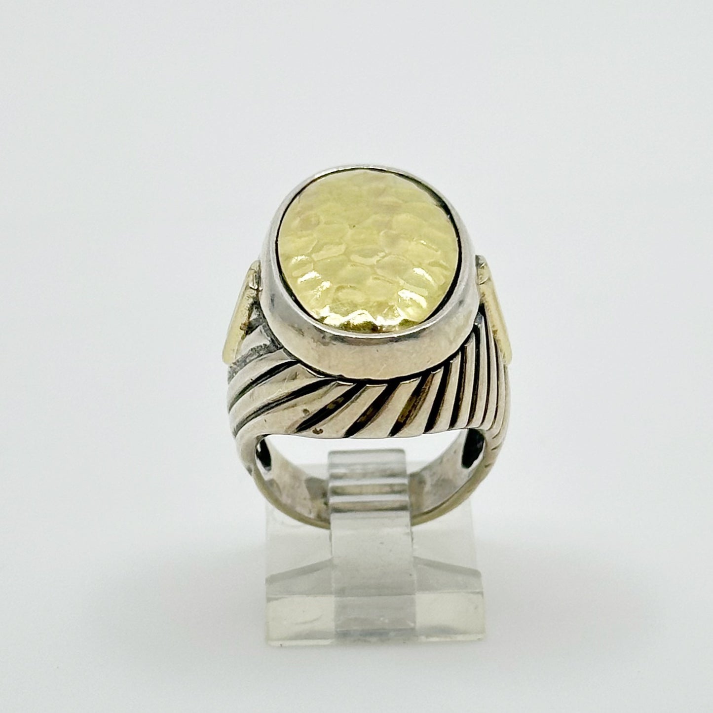 Menegatti 18k gold Sterling silver signet ring