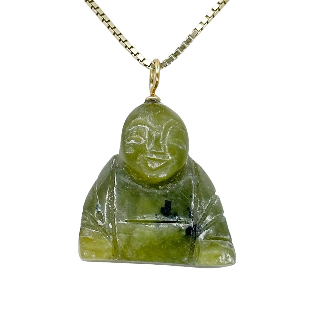 Gold Filled nephrite jade Buddha pendant