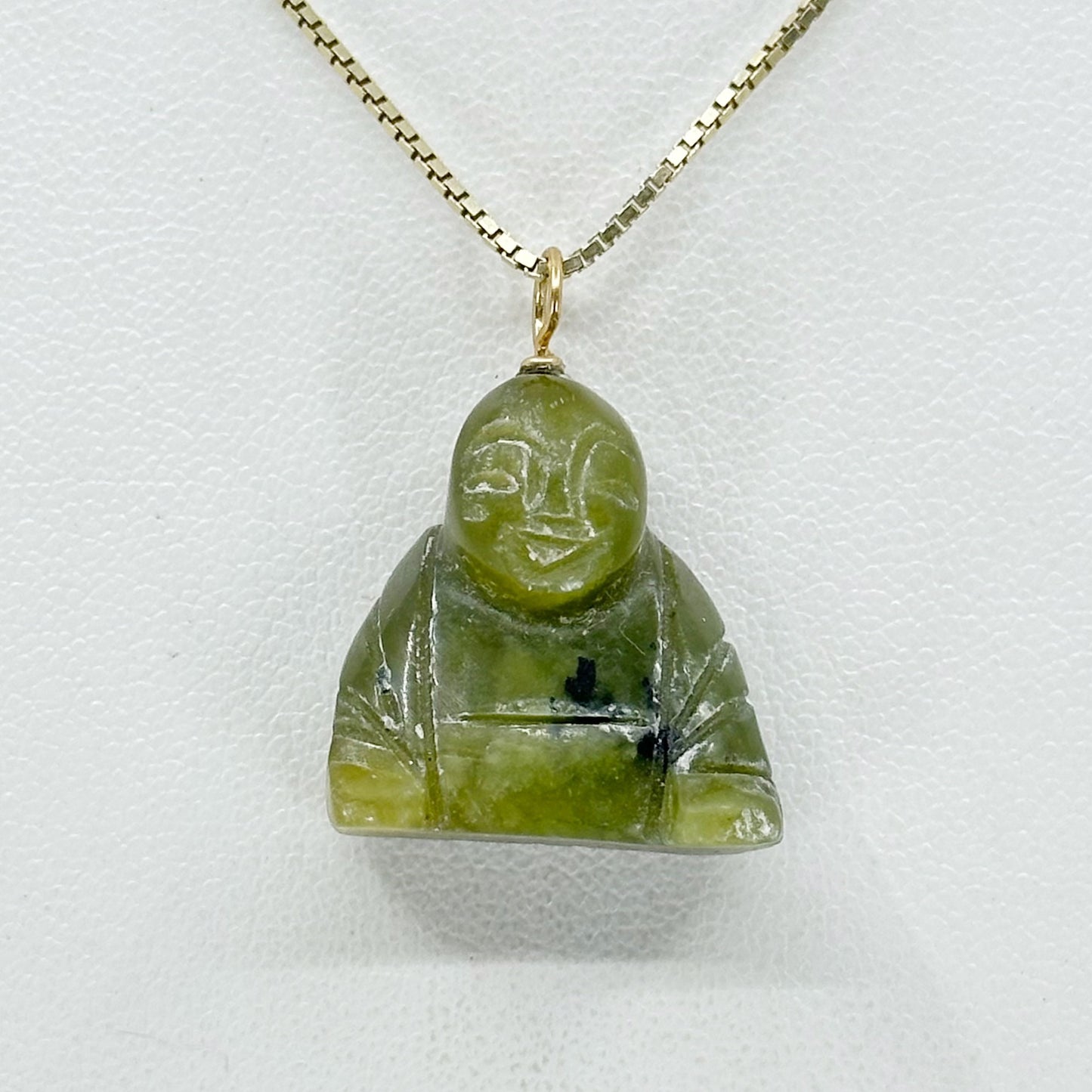 Gold Filled nephrite jade Buddha pendant