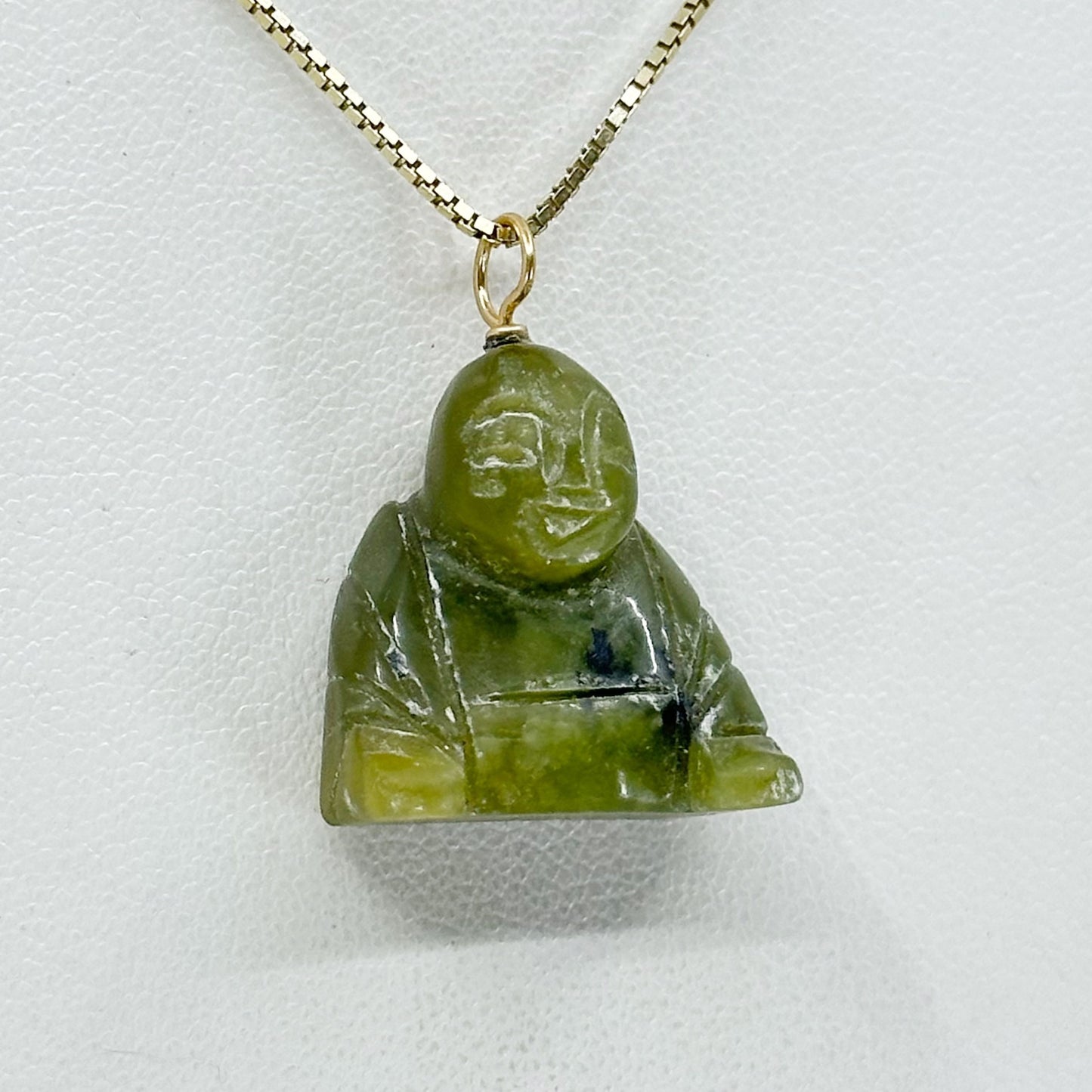 Gold Filled nephrite jade Buddha pendant