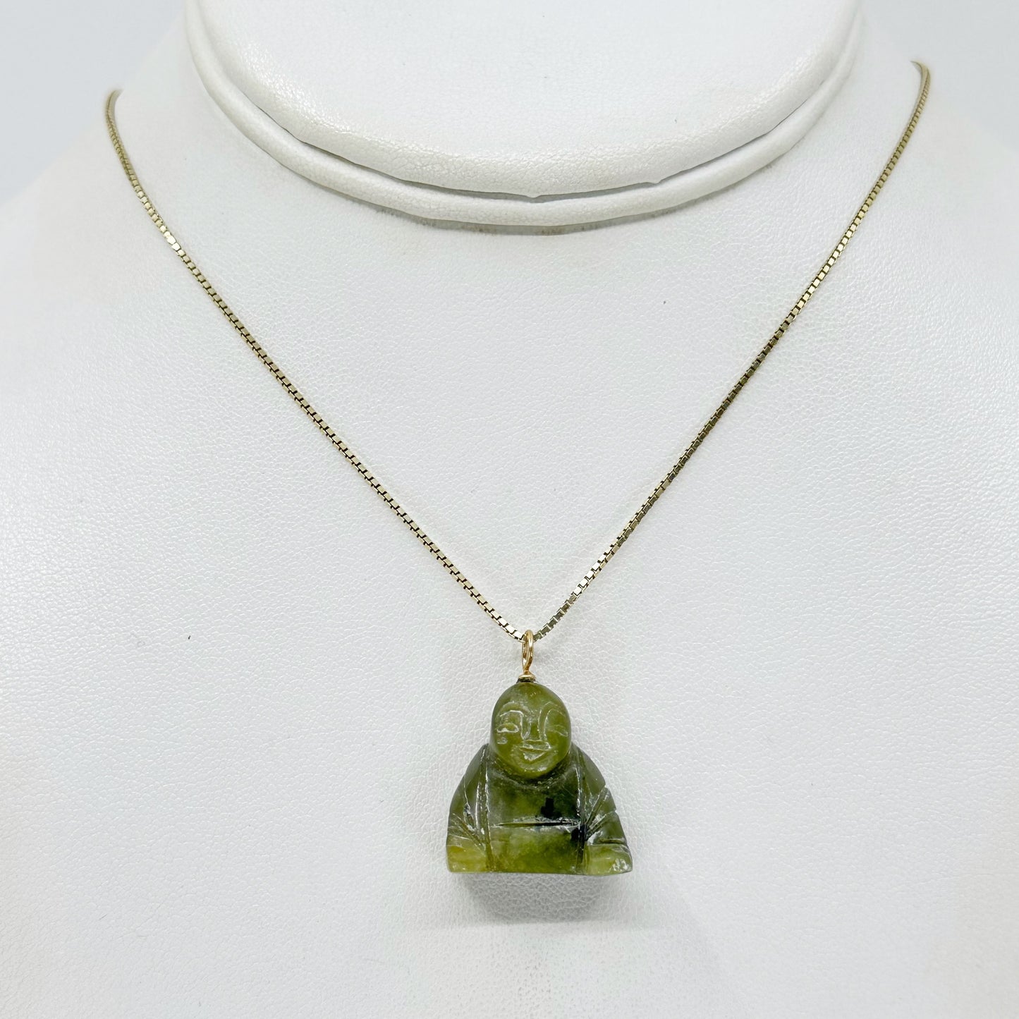 Gold Filled nephrite jade Buddha pendant