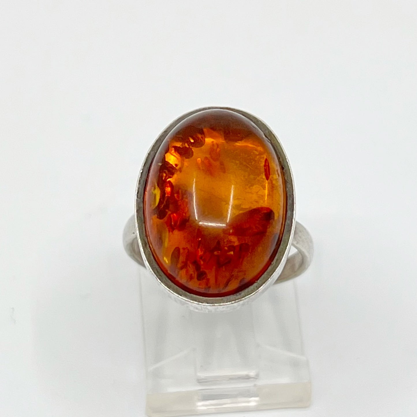 sterling silver baltic amber ring