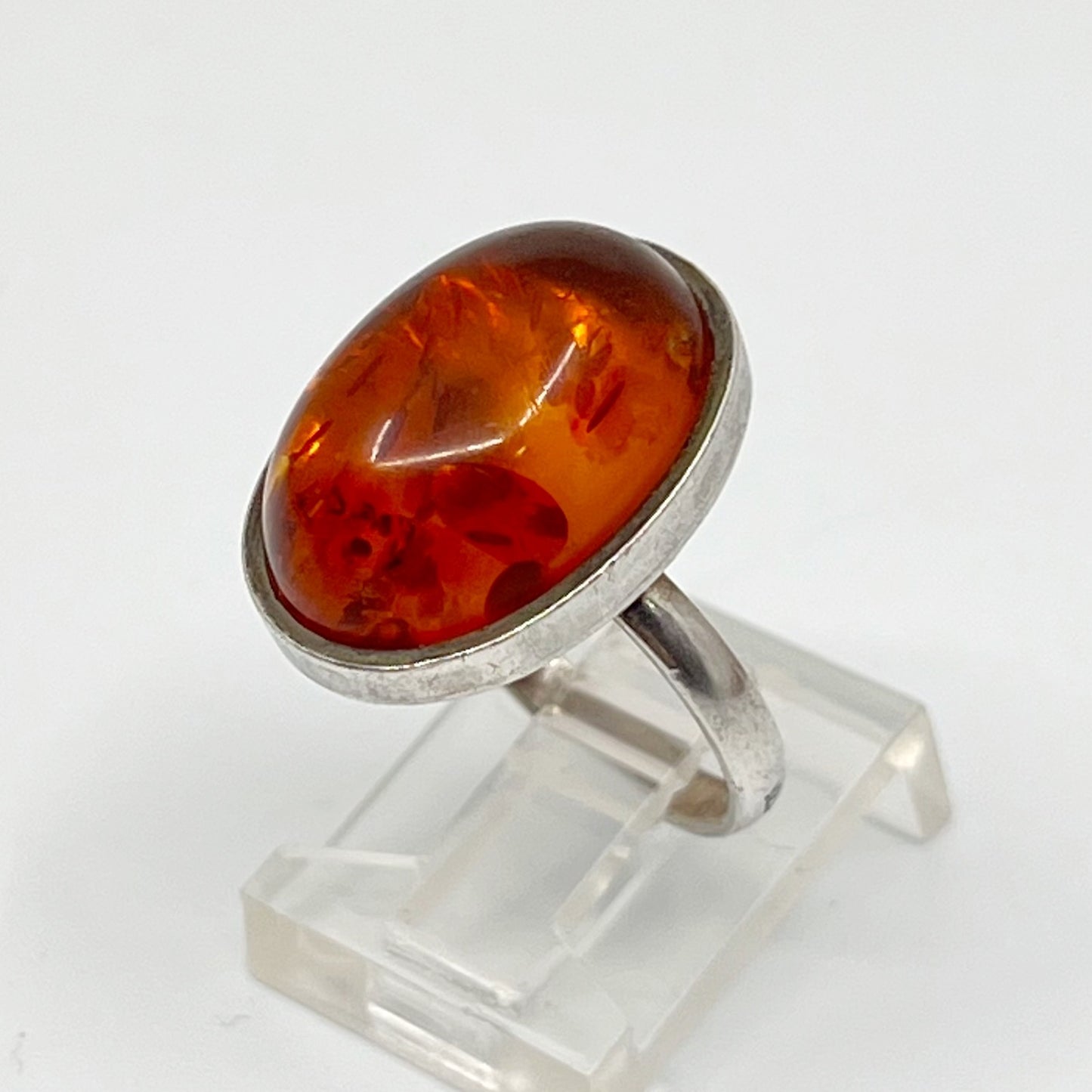 sterling silver baltic amber ring