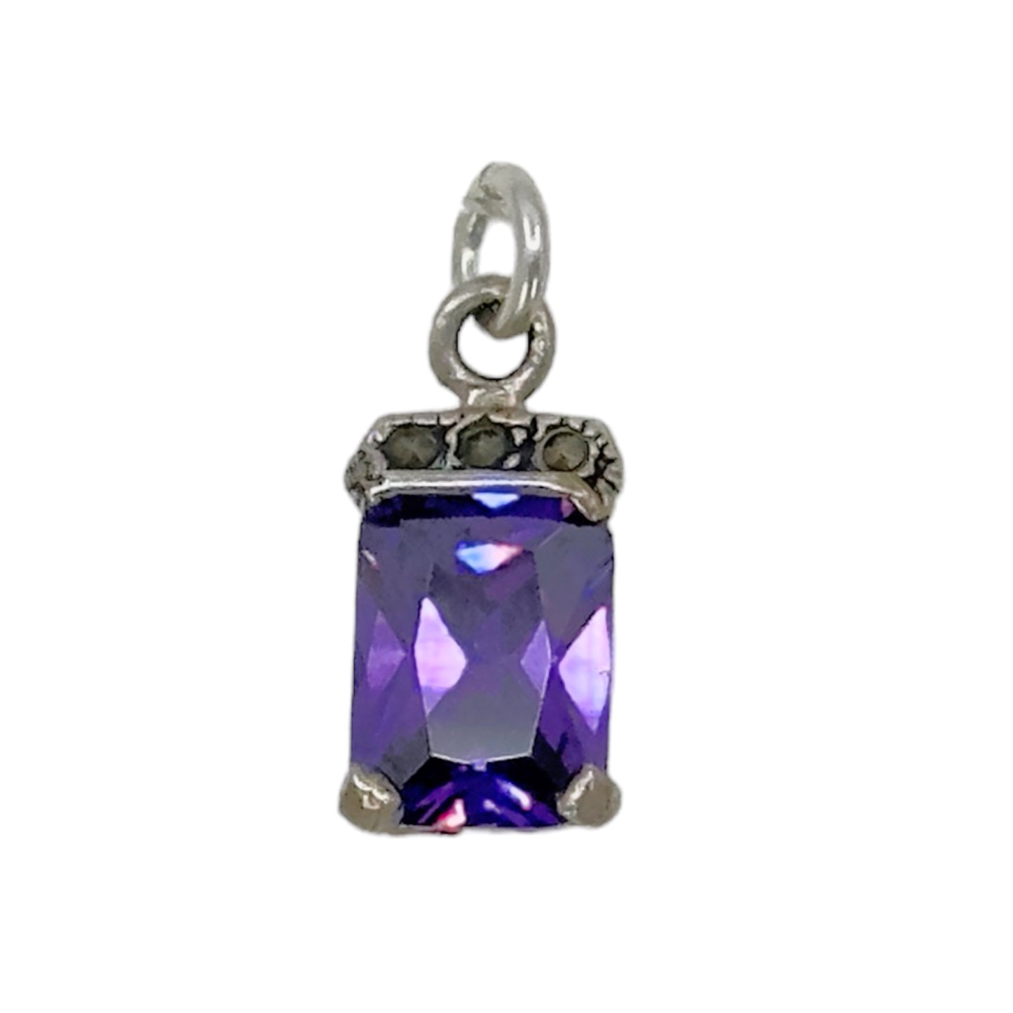 Sterling silver purple cubic zirconia & marcasite Pendant