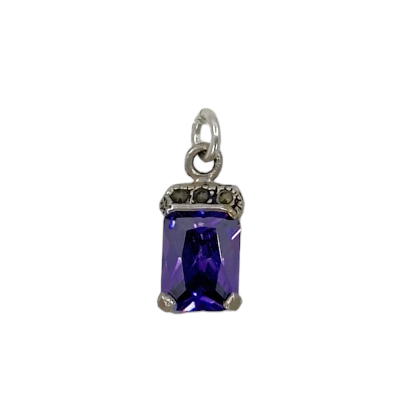 Sterling silver purple cubic zirconia & marcasite Pendant