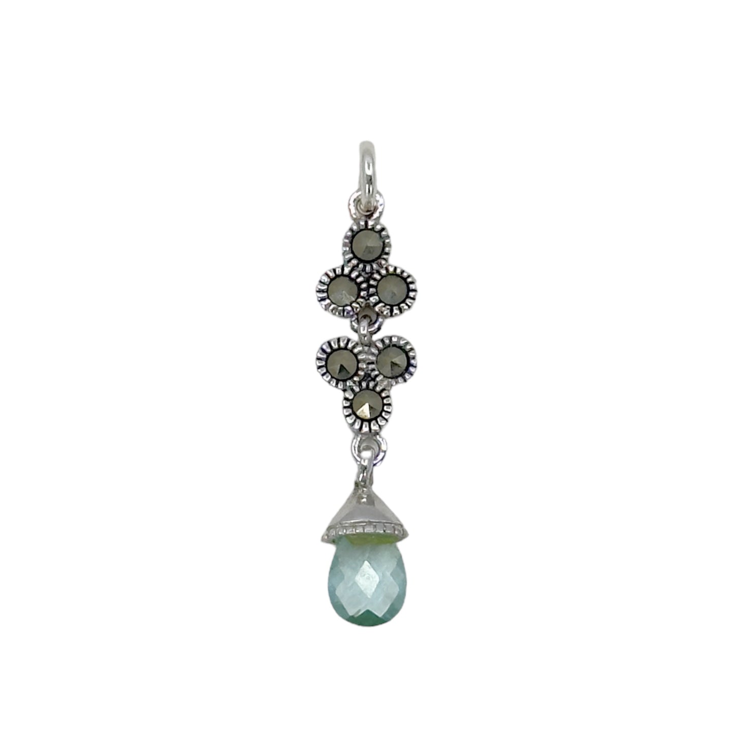 Sterling silver blue topaz & marcasite Pendant