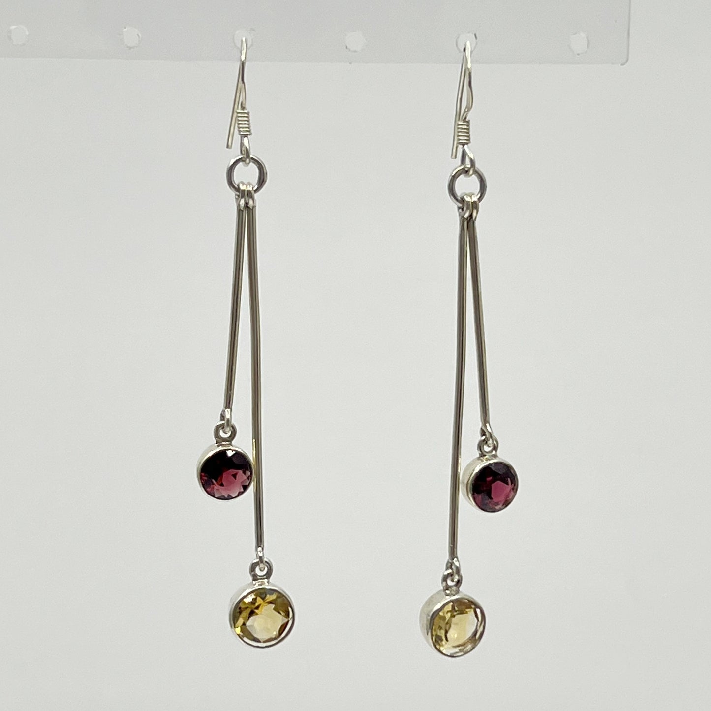 Sterling silver garnet & citrine earrings