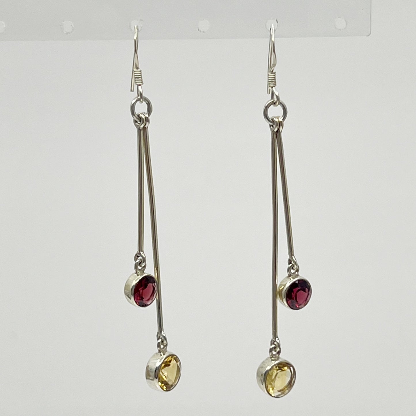 Sterling silver garnet & citrine earrings