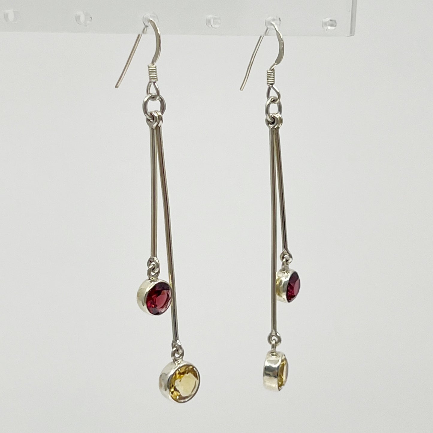 Sterling silver garnet & citrine earrings