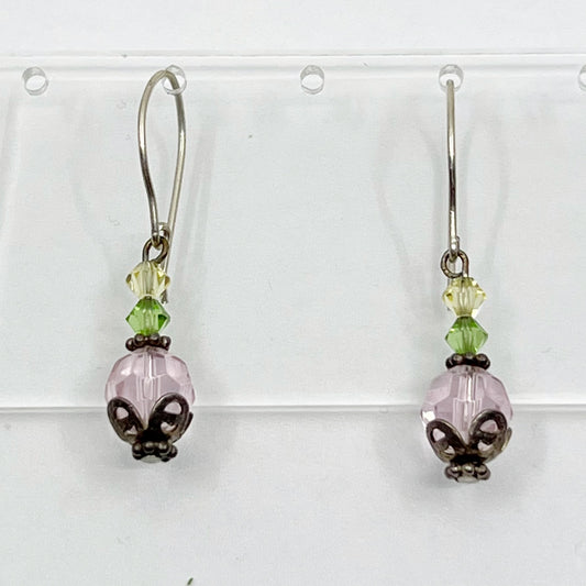 Sterling silver crystal bead earrings