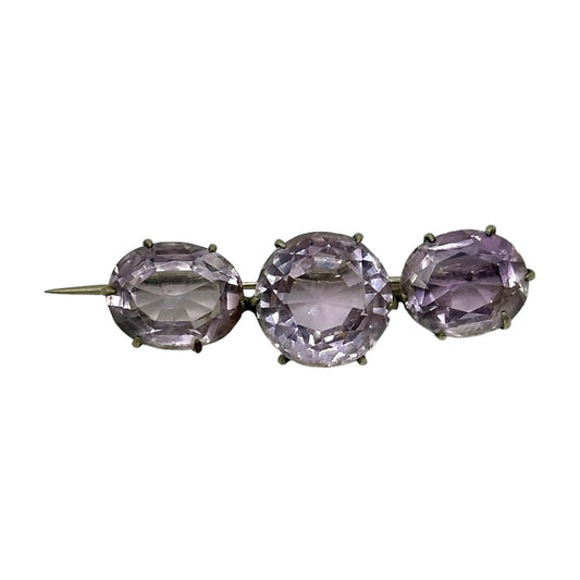 Victorian Silver plated amethyst  brooch