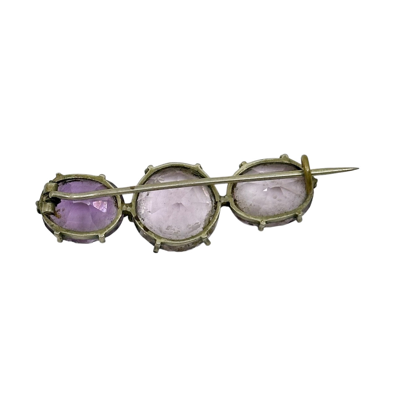 Victorian Silver plated amethyst  brooch