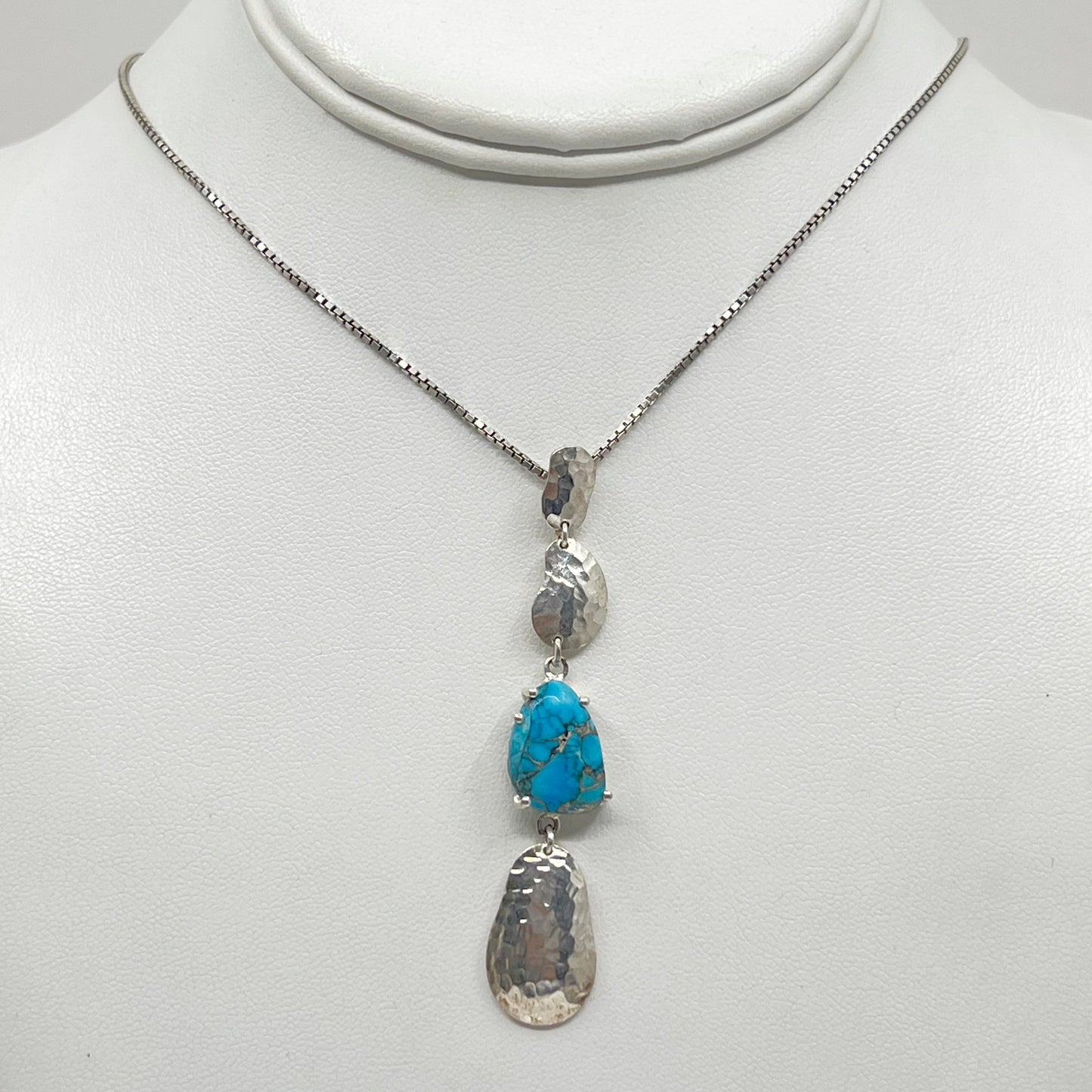 hammered sterling silver turquoise pendant