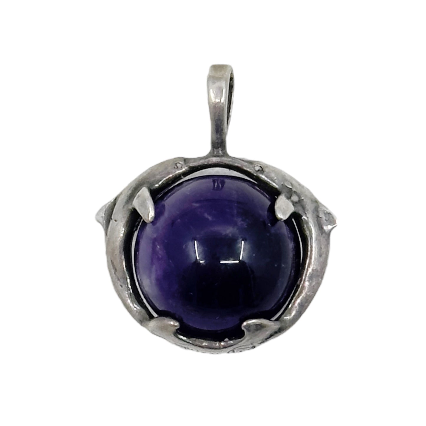 Sterling silver Amethyst bead dolphin Pendant