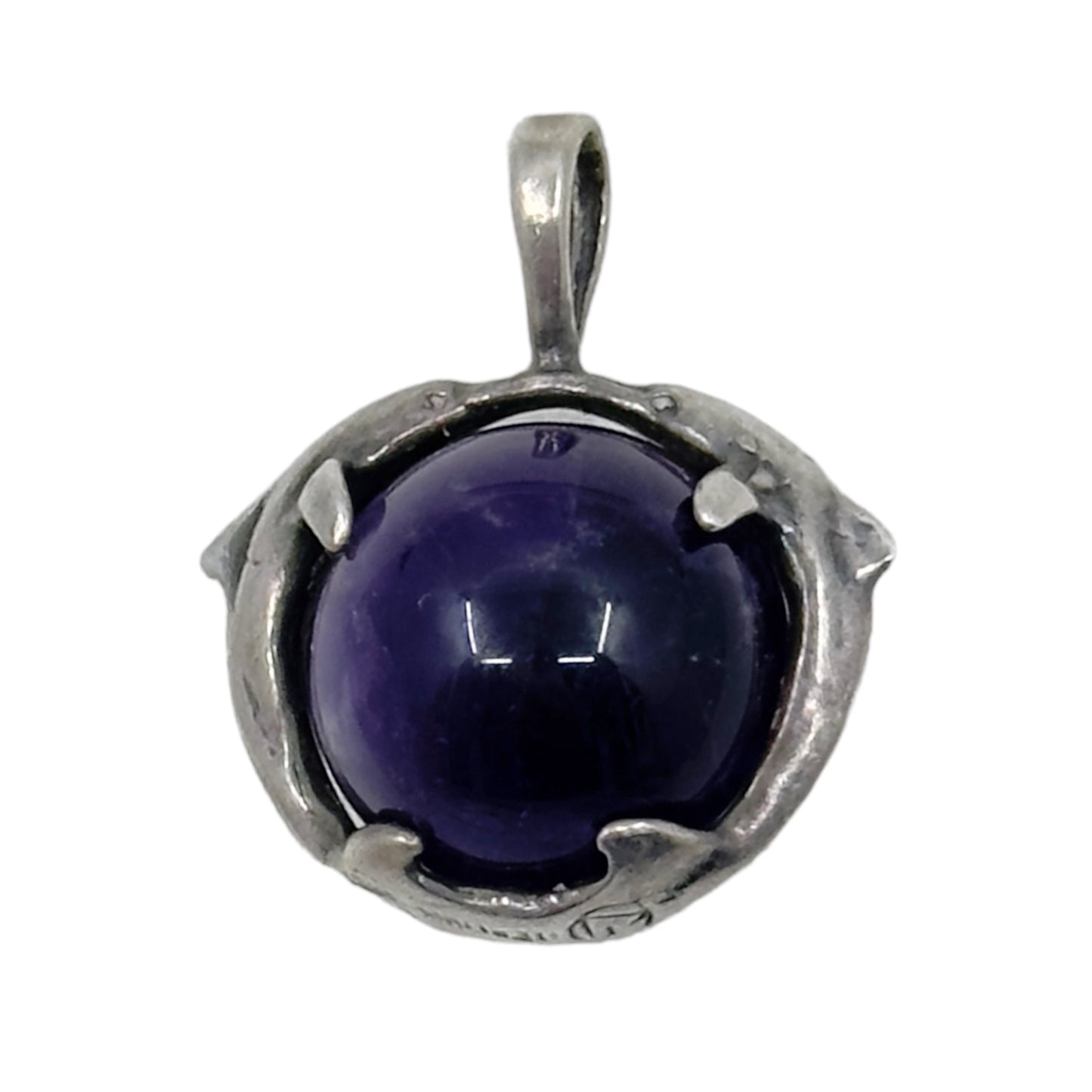 Sterling silver Amethyst bead dolphin Pendant