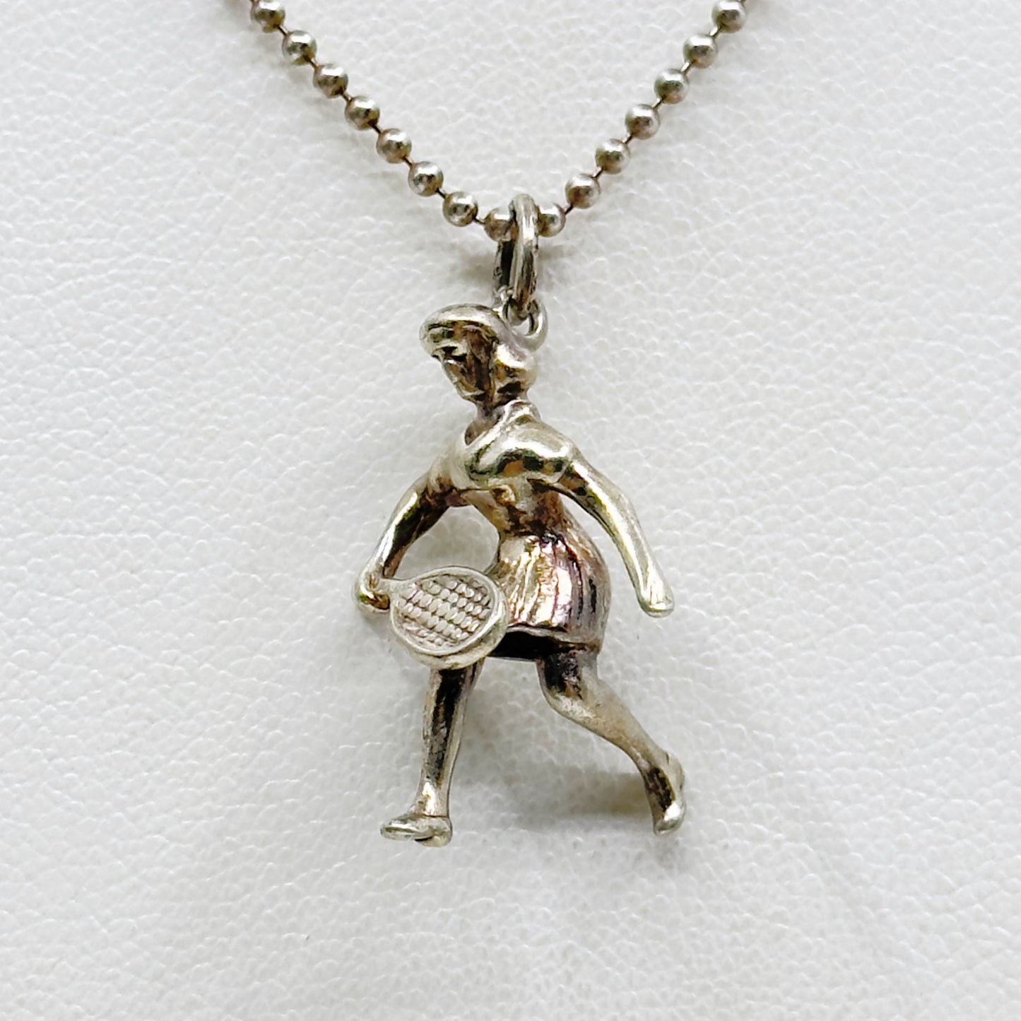 Vintage sterling silver racquetball girl player charm pendant