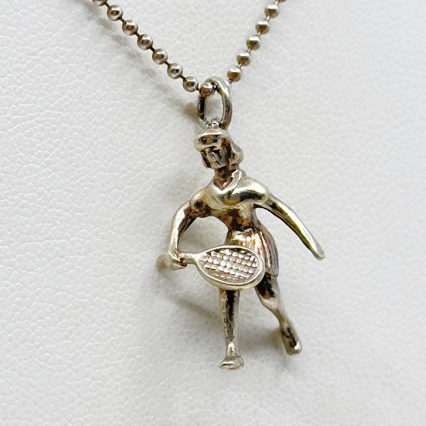 Vintage sterling silver racquetball girl player charm pendant