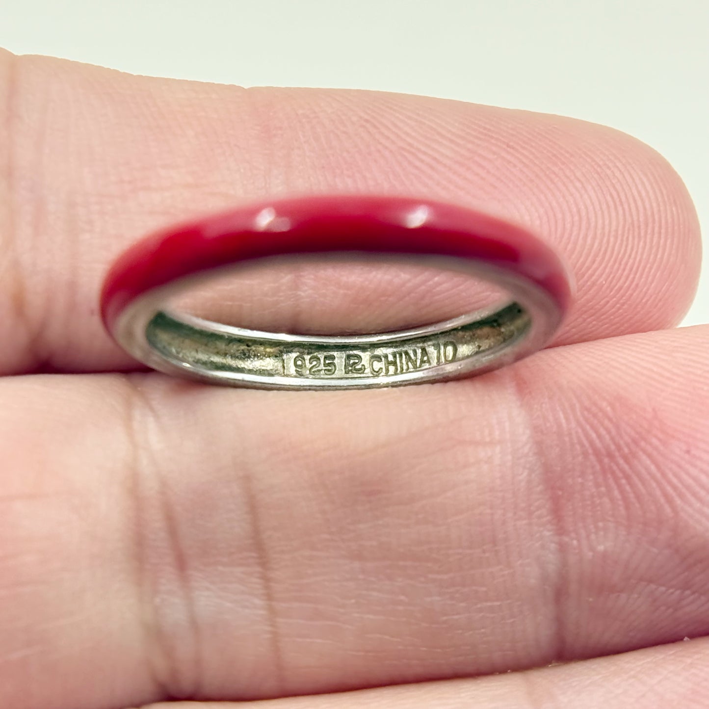 Ross Simons sterling silver red enamel band ring - GM853