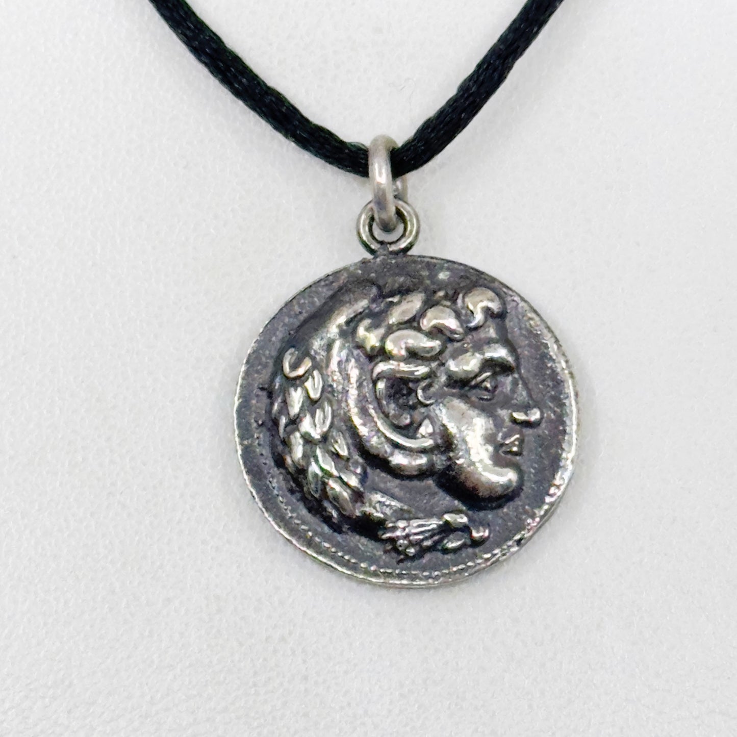 sterling Alexander the Great III & Zeus Tretradrachm coin pendant