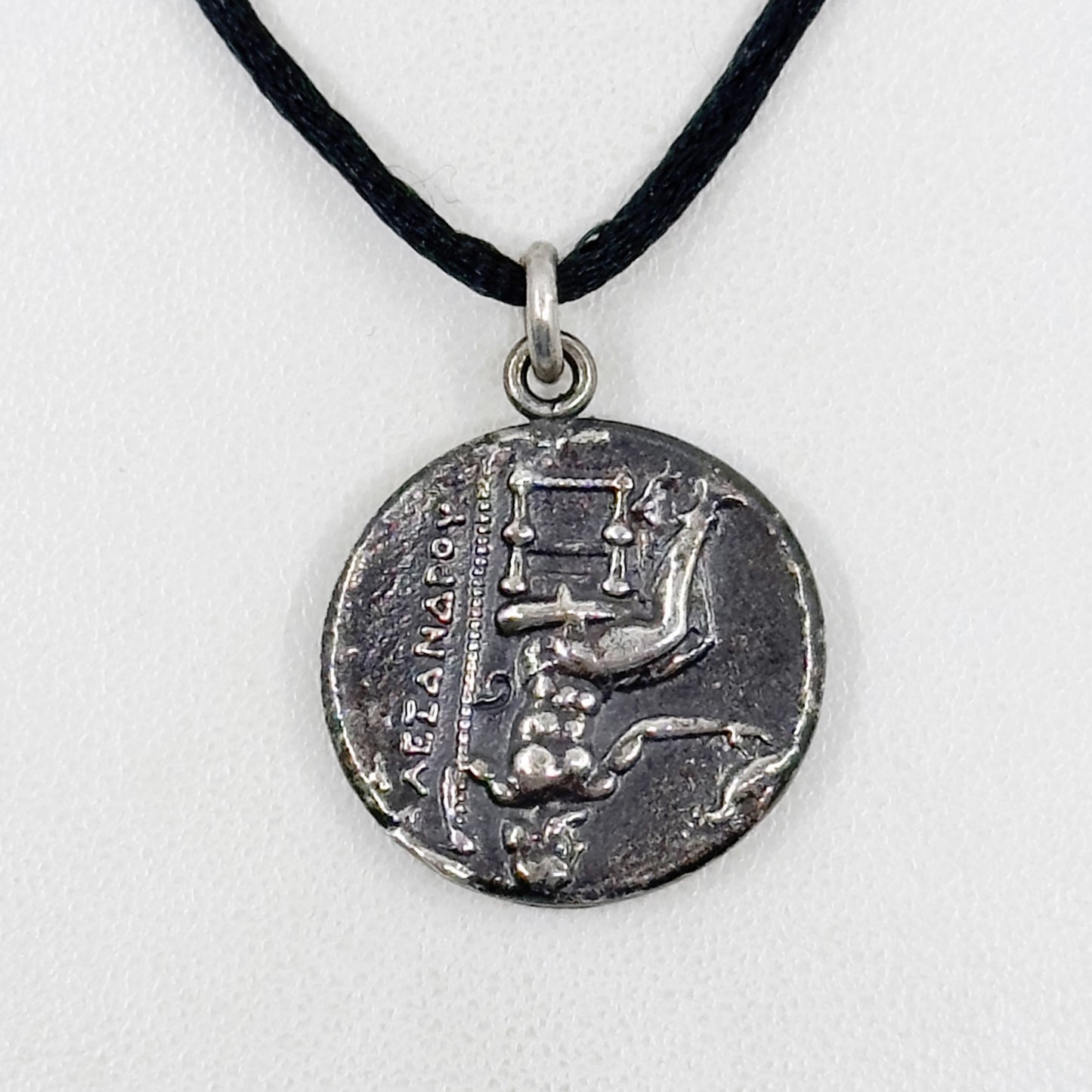 sterling Alexander the Great III & Zeus Tretradrachm coin pendant