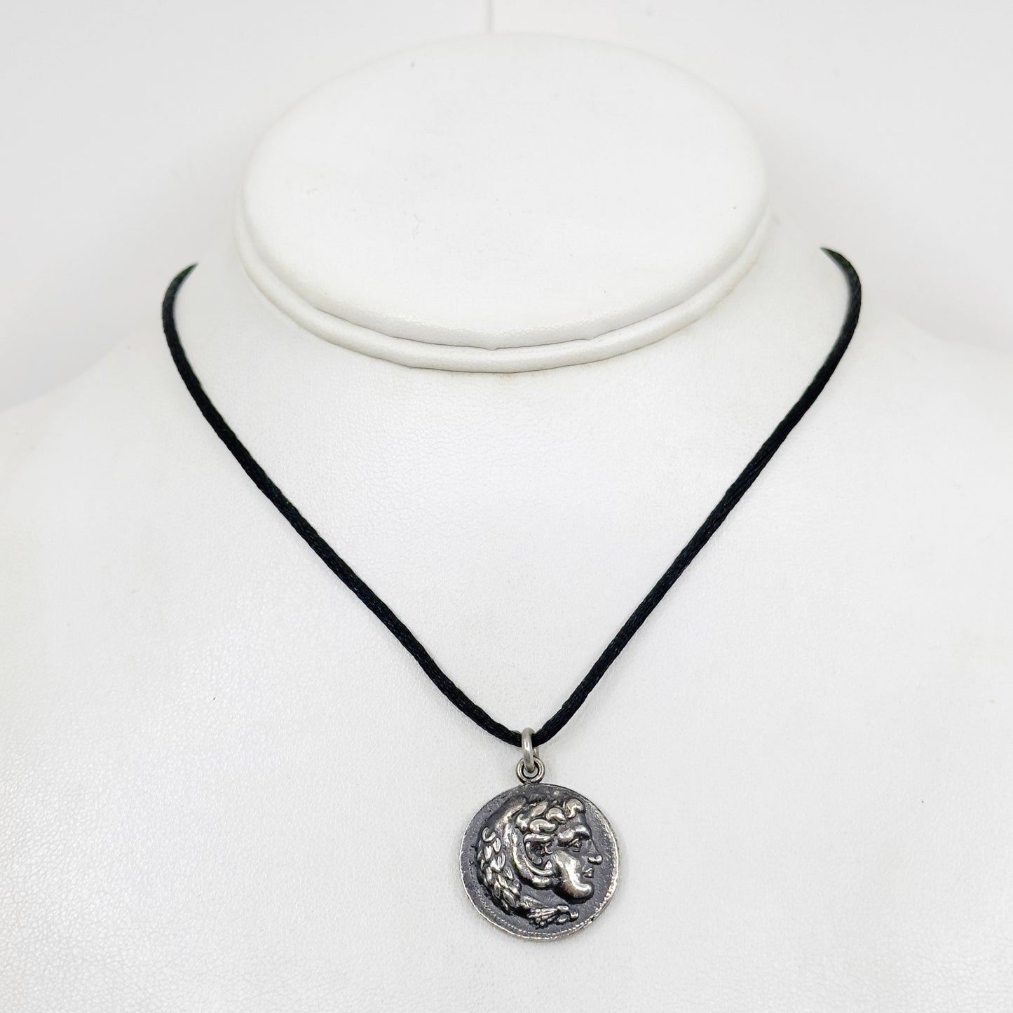 sterling Alexander the Great III & Zeus Tretradrachm coin pendant