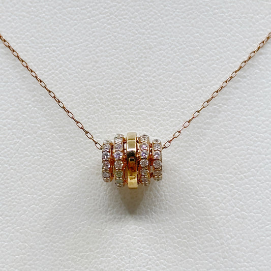 Rose Gold Vermeil sterling silver cubic zirconia bead  pendant necklace