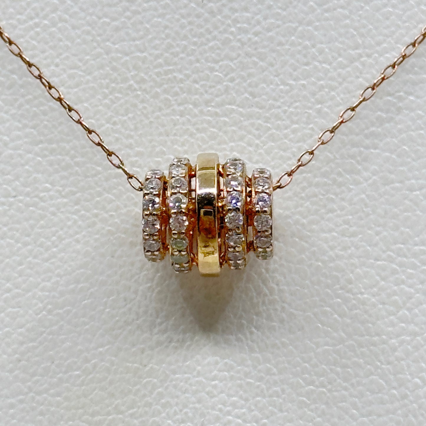 Rose Gold Vermeil sterling silver cubic zirconia bead  pendant necklace