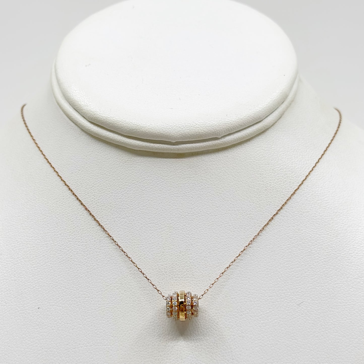 Rose Gold Vermeil sterling silver cubic zirconia bead  pendant necklace