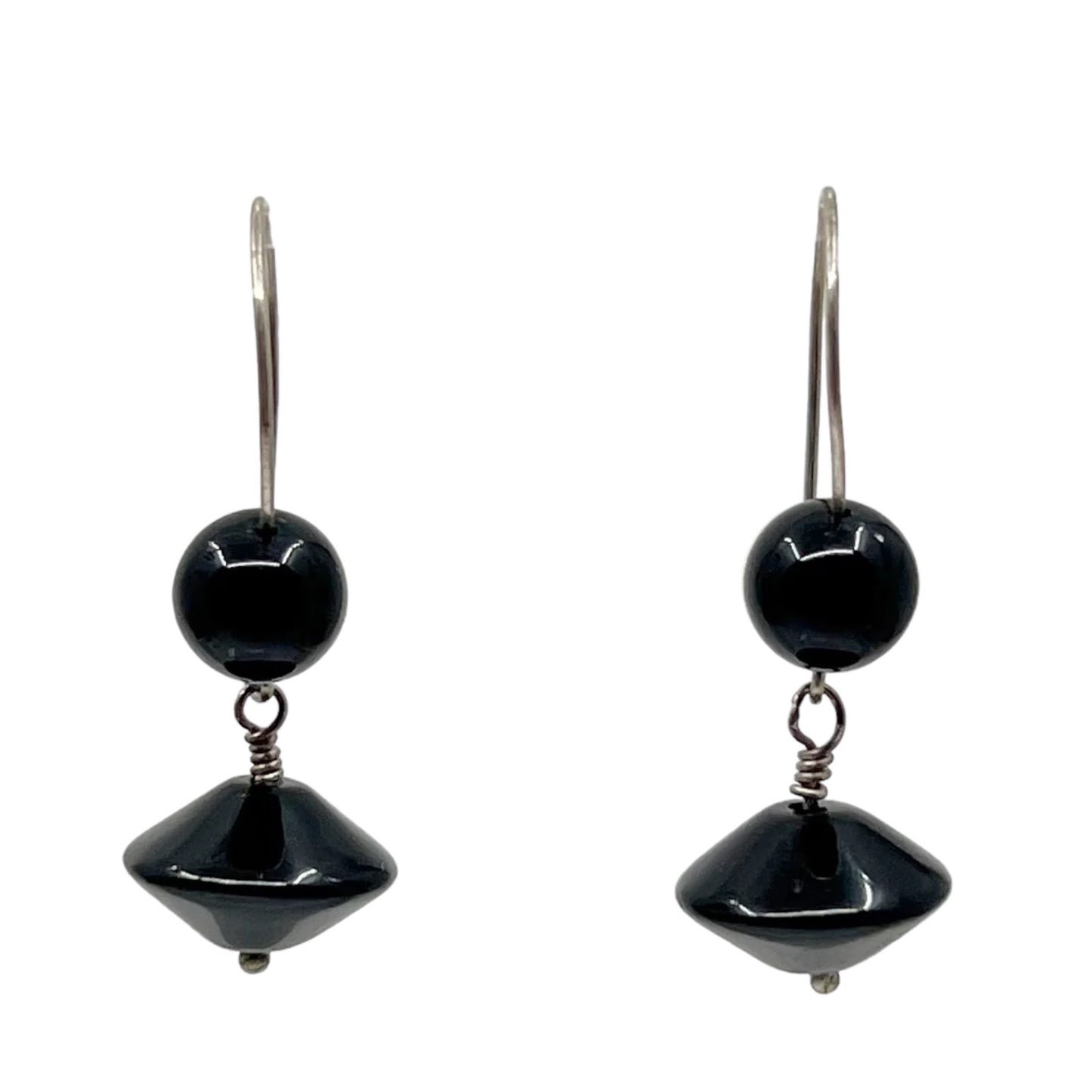 Hand made sterling silver onyx earrings