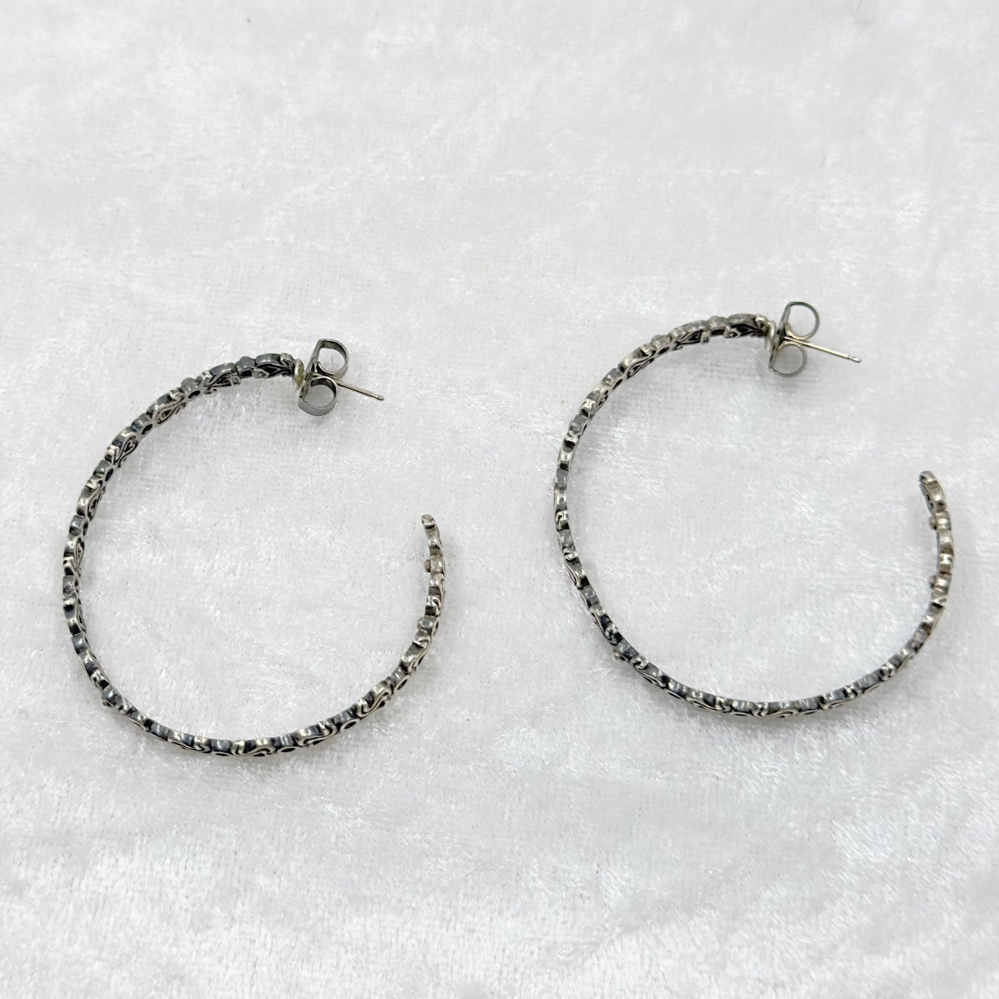 Large Sterling silver .90 carat Diamond Hoop earrings