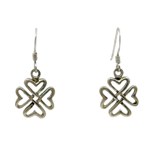 Sterling silver clover heart earrings