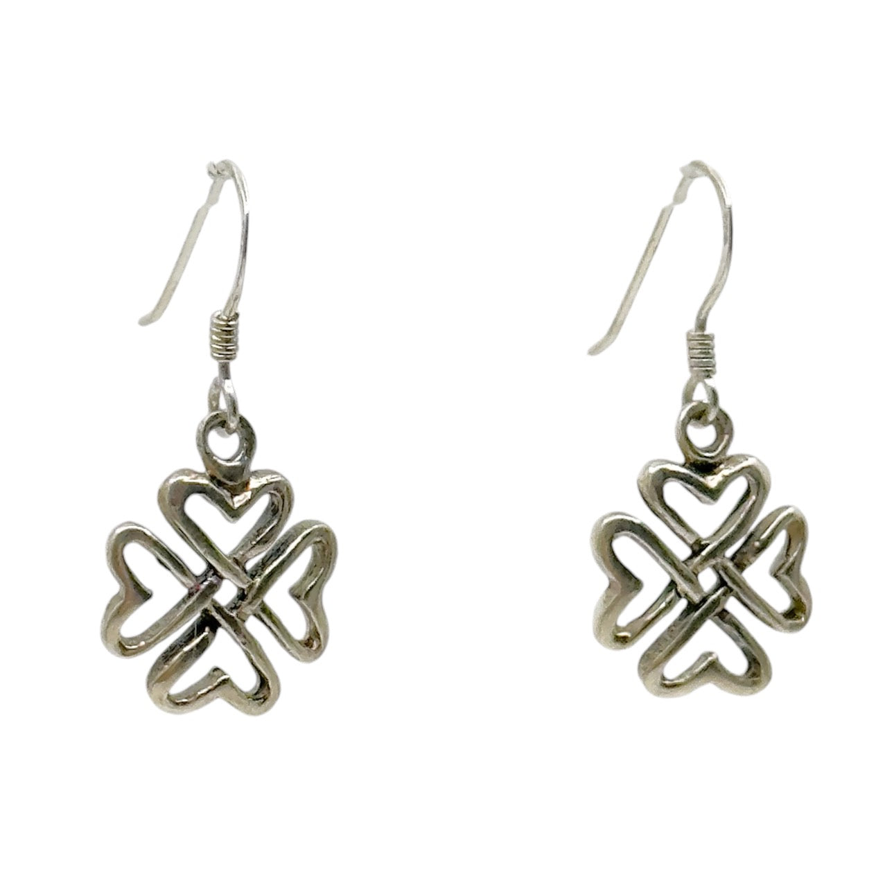 Sterling silver clover heart earrings