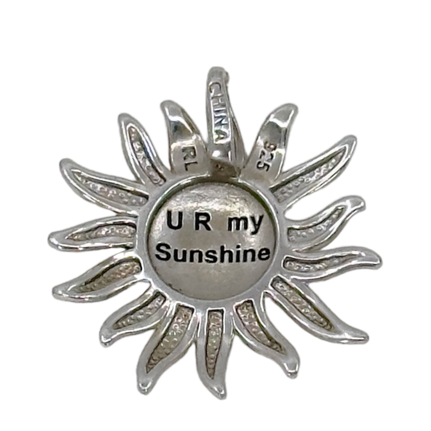 Sterling silver U R my Sunshine Sunflower pendant