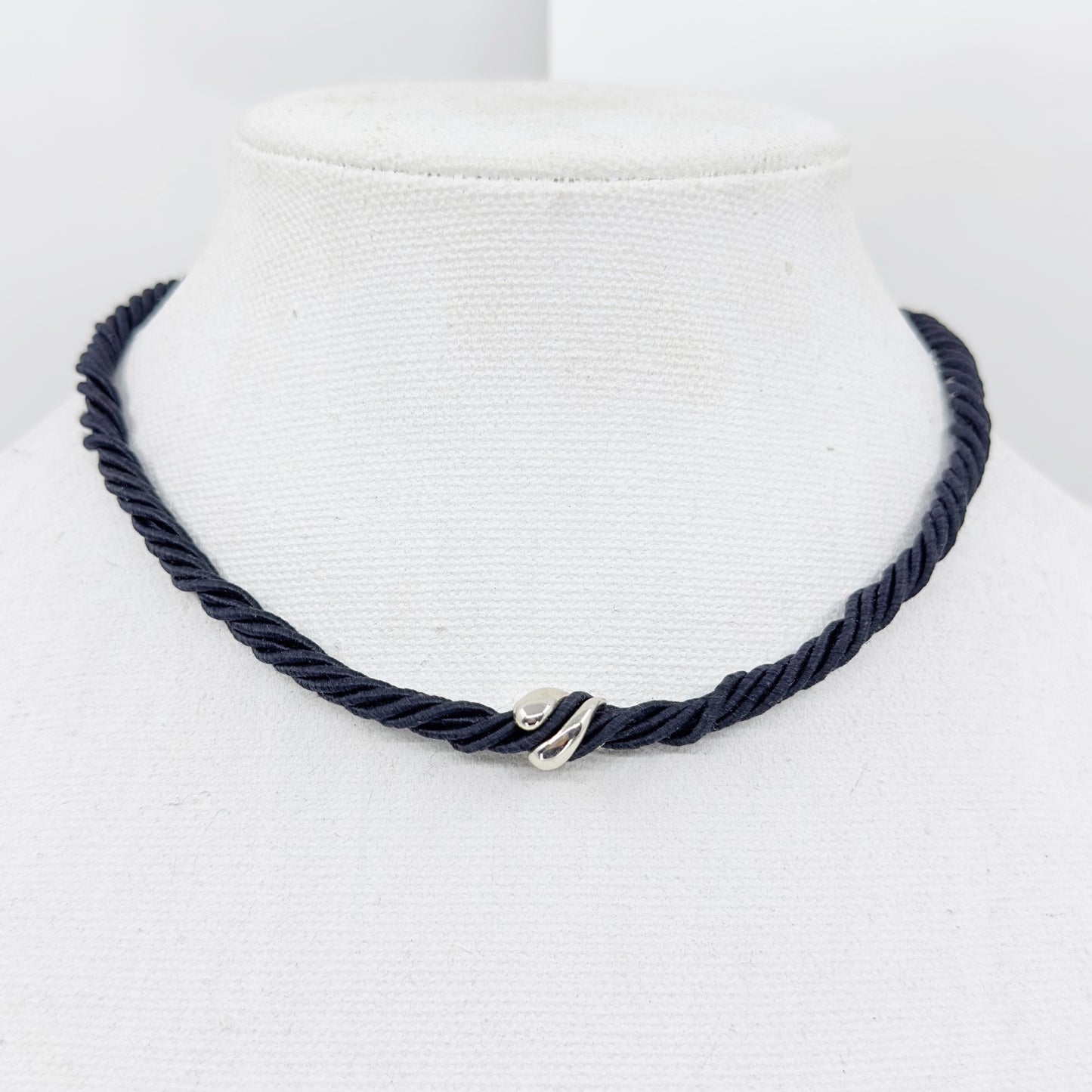 Sterling silver bead cord necklace