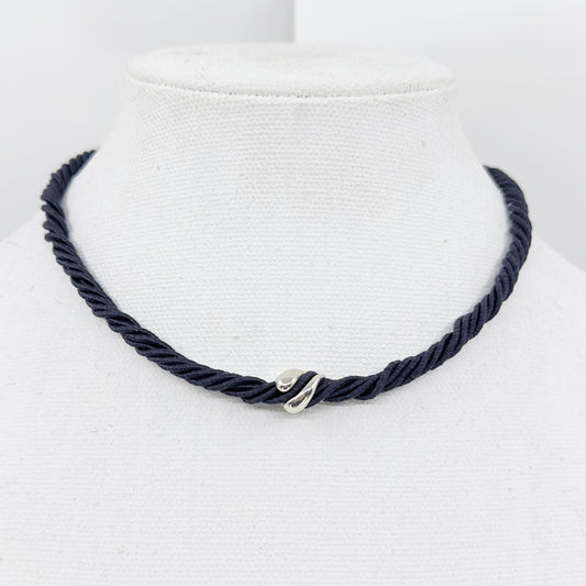 Sterling silver bead cord necklace