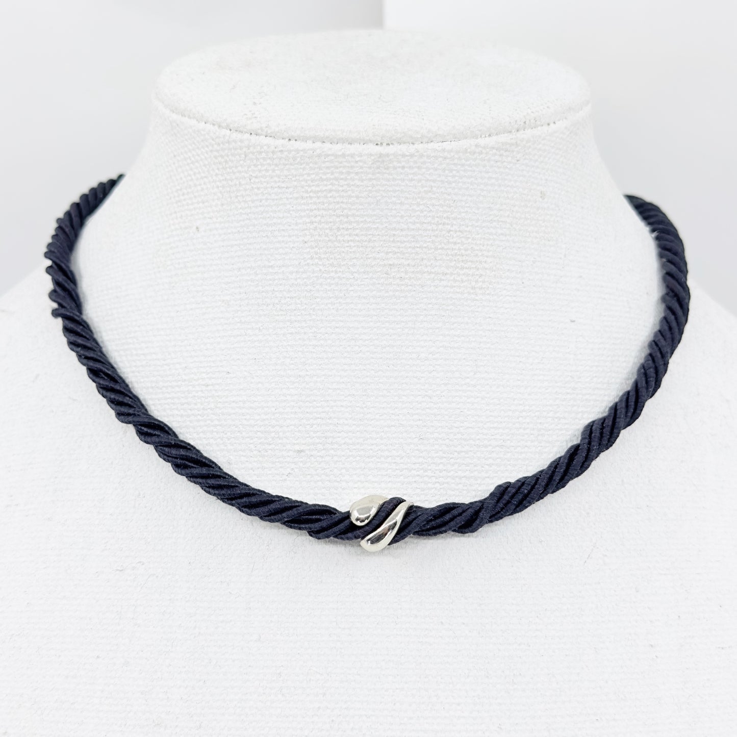 Sterling silver bead cord necklace