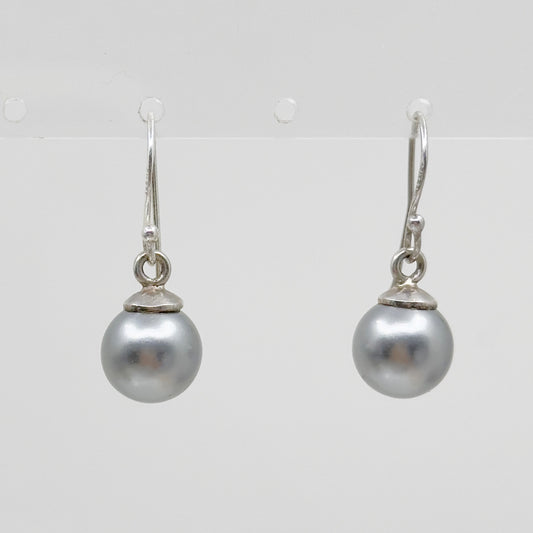 WS Sterling silver gray pearl drop earrings