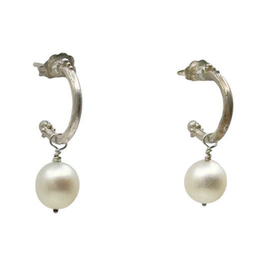 Hand made sterling silver pearl earrings