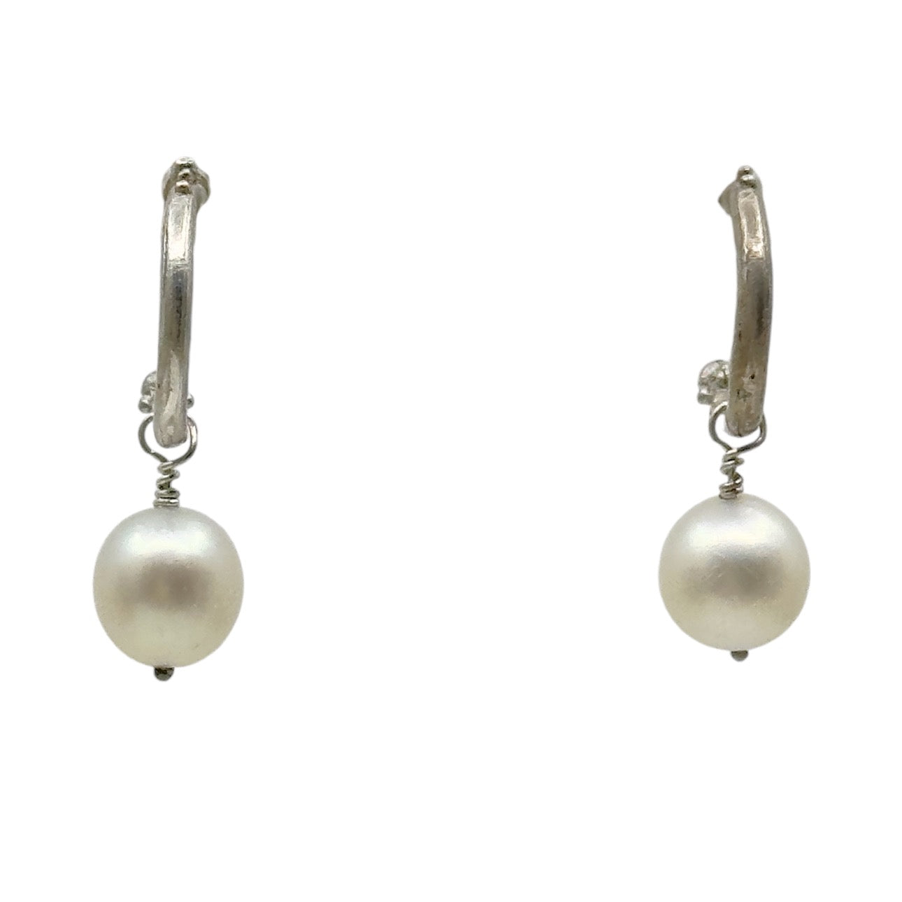 Hand made sterling silver pearl earrings