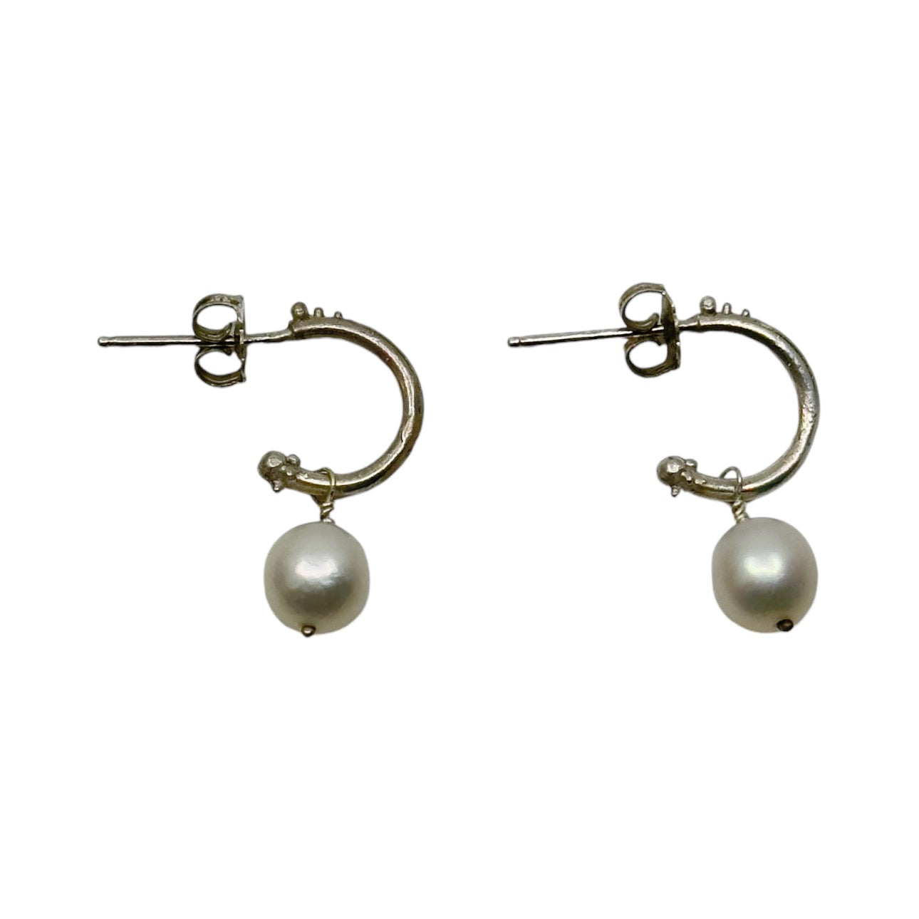 Hand made sterling silver pearl earrings