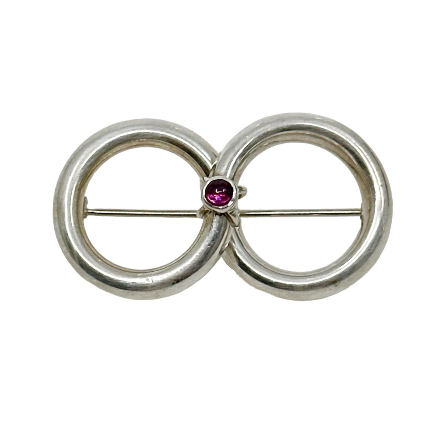 Sterling silver garnet cabochon infinity brooch