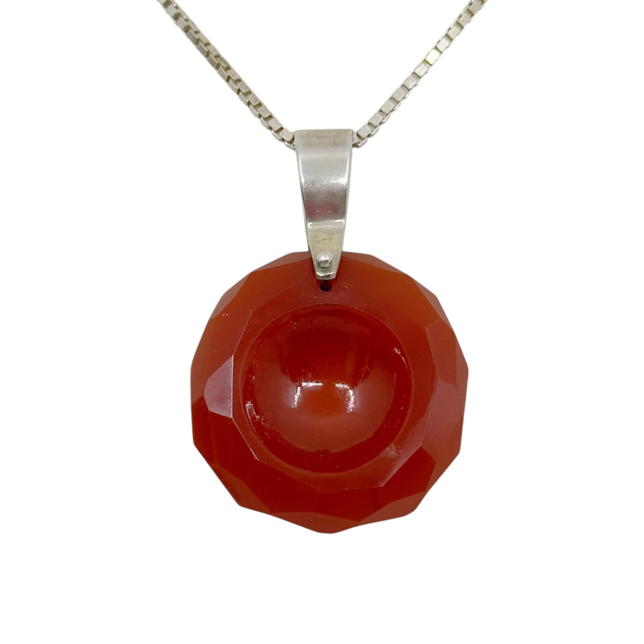 Sterling silver carved  Carnelian Pendant