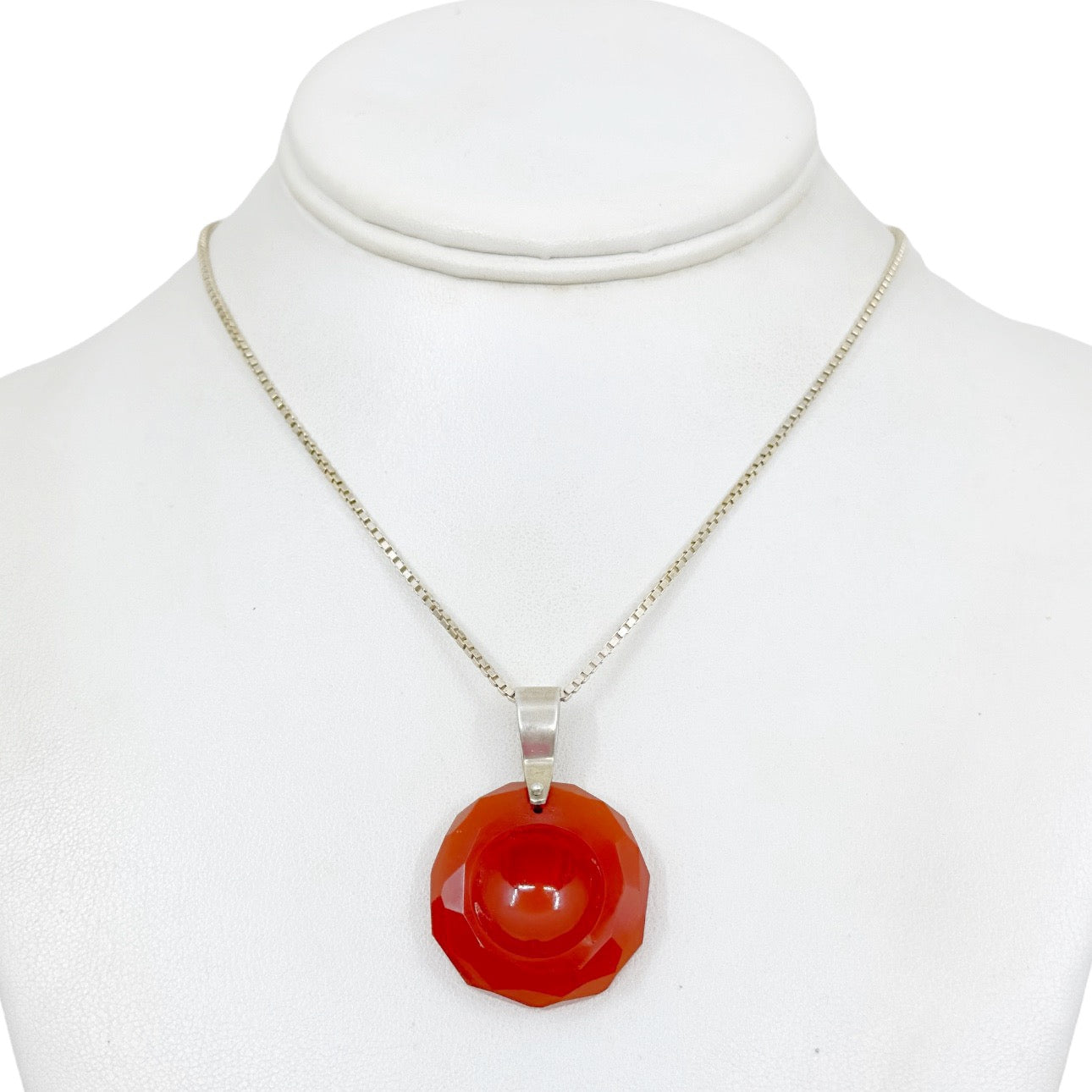 Sterling silver carved  Carnelian Pendant