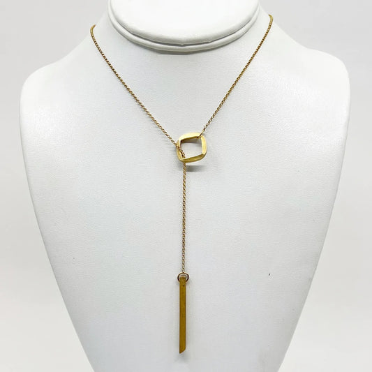 Gold vermeil sterling silver lariat necklace