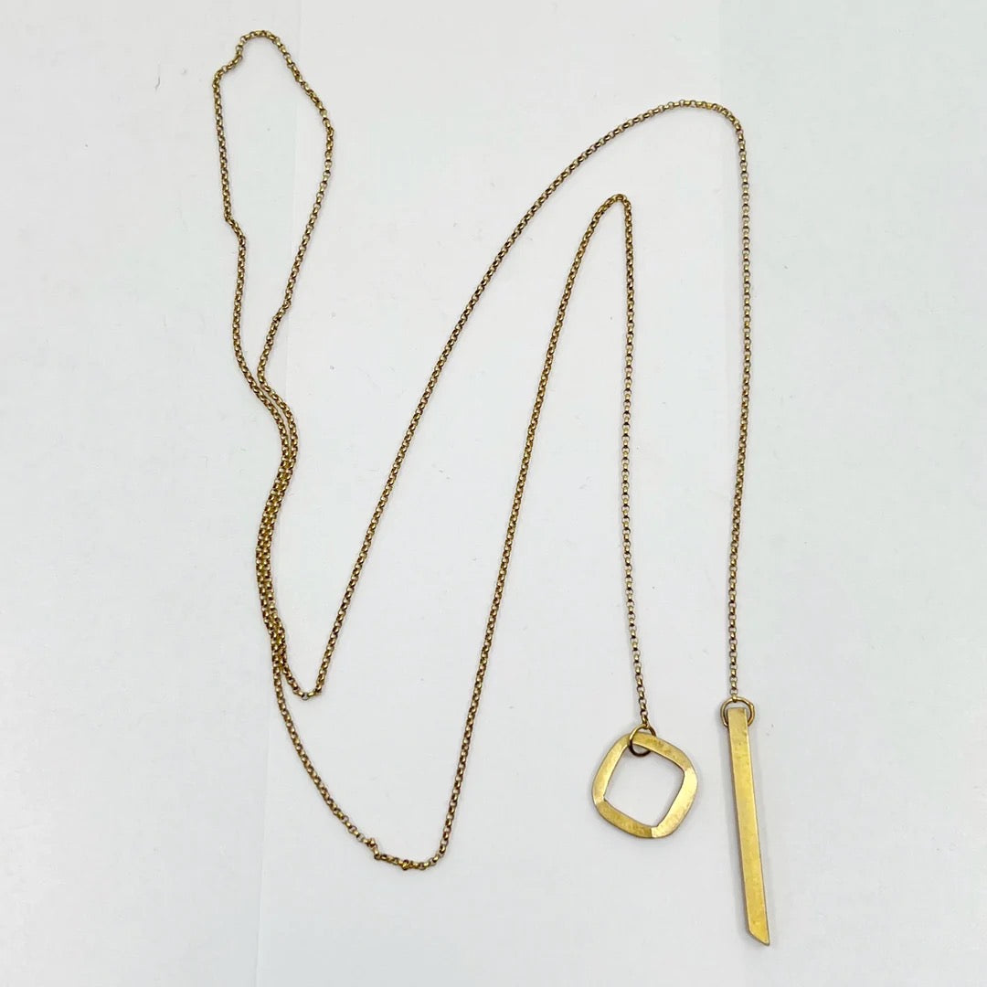 Gold vermeil sterling silver lariat necklace