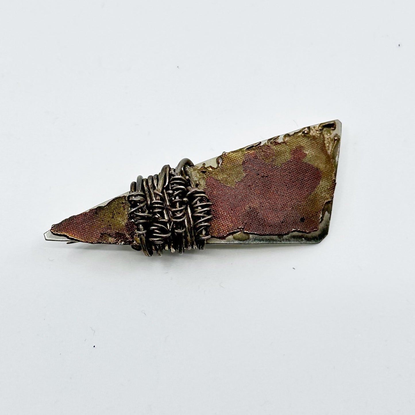 Mid Century  sterling silver & Copper Brooch