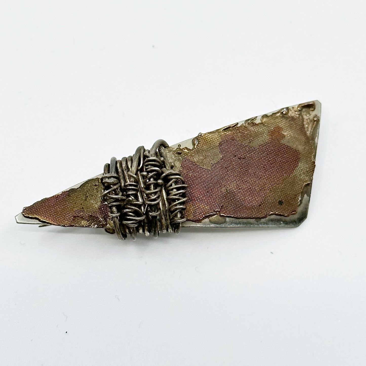 Mid Century  sterling silver & Copper Brooch